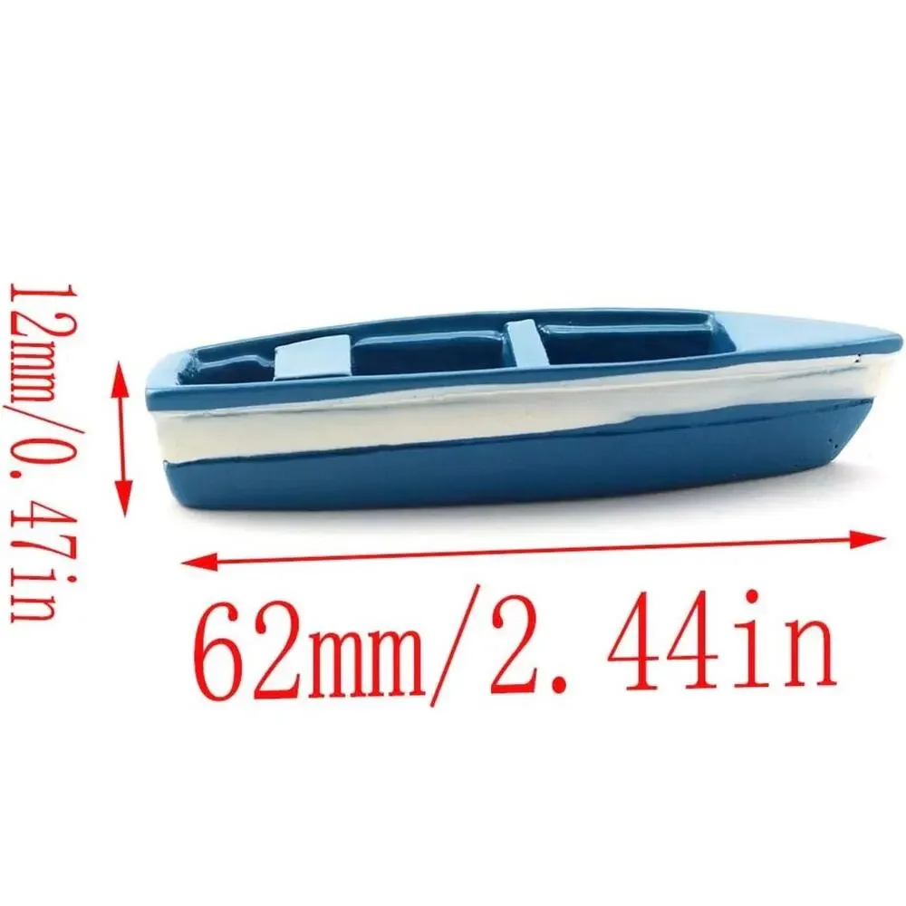 Lovely Miniature Blue Rowboat Little Plastic Boat Canoe Model with Oars